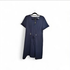 Karl Lagerfeld Paris Navy Wrap Dress Size 16 Plus Tie Waist Career Work